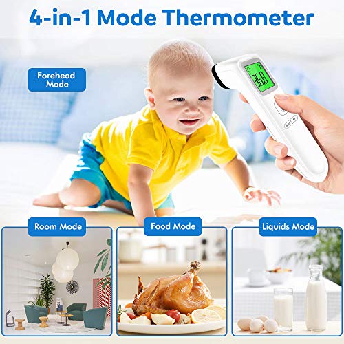 Forehead Thermometers Non Contact, Infrared Digital Thermometer For Kids, Fever Alarm 35 Groups Memory Recall 1 Second Reading Thermal Thermometer For Infant, Baby, Adults #TOP3