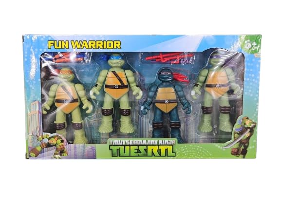PINAKA Turtle Action Figure Set of 4 with Movable Joints, Multi Color, PVC, 8cm, Ages 5+-picture-17