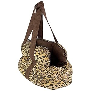 ARLANDA Tas voor kleine honden, sporttas met schouderriem, ritssluiting en veiligheidskraag, reistas voor huisdieren, comfortabel en veilig (PANTERATO bruin)