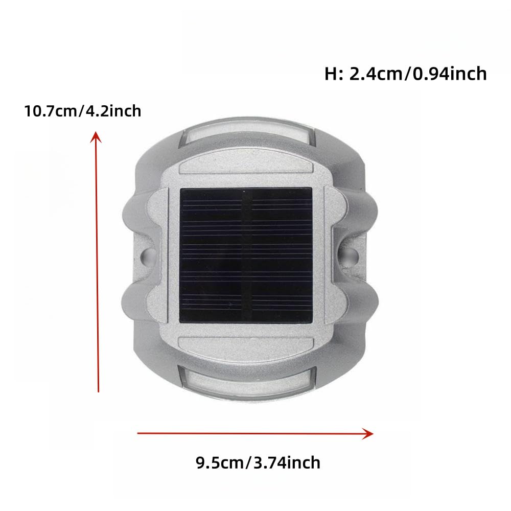 Waterproof LED Solar Deck Lights, 1 Pack Warning Step Lights Durable Driveway Dock Lights, Solar Driveway Marker Lights for Decor Step Pathway Backyard Garden (1, White Always on)