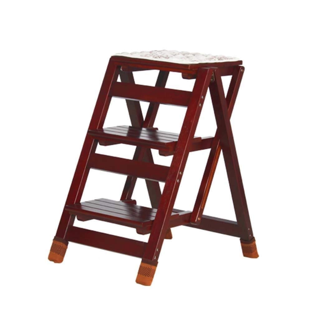 Banco de zapatos portátil y escalera plegable de madera para evitar caídas en casa
