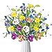 Weldomcor 3 Bündel Künstliche Blumen Balkon Kunstblumen wie echt Wetterfest Kunstpflanzen Außen Seidenblumen Blumenstrauß UV-beständig Balkonpflanze für Innen Außenbereich Balkonkasten (Blau)