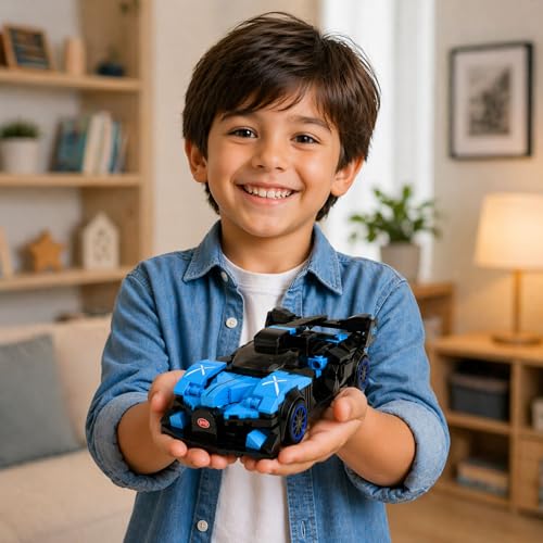 Image of GRIPZ Grid Car Building Blocks Set for Kids 6+ | DIY Construction Toy Vehicles | Educational STEM Building Kit | Creative Brick Toy Set for Boys & Girls (Phantom)