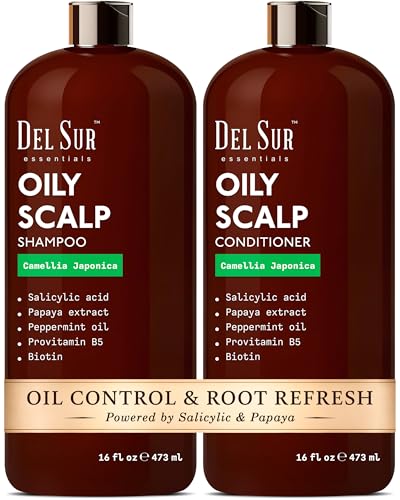 DEL SUR Clarifying Shampoo & Conditioner Set for Oily Scalp | 16 fl oz | with Camellia Japonica,...