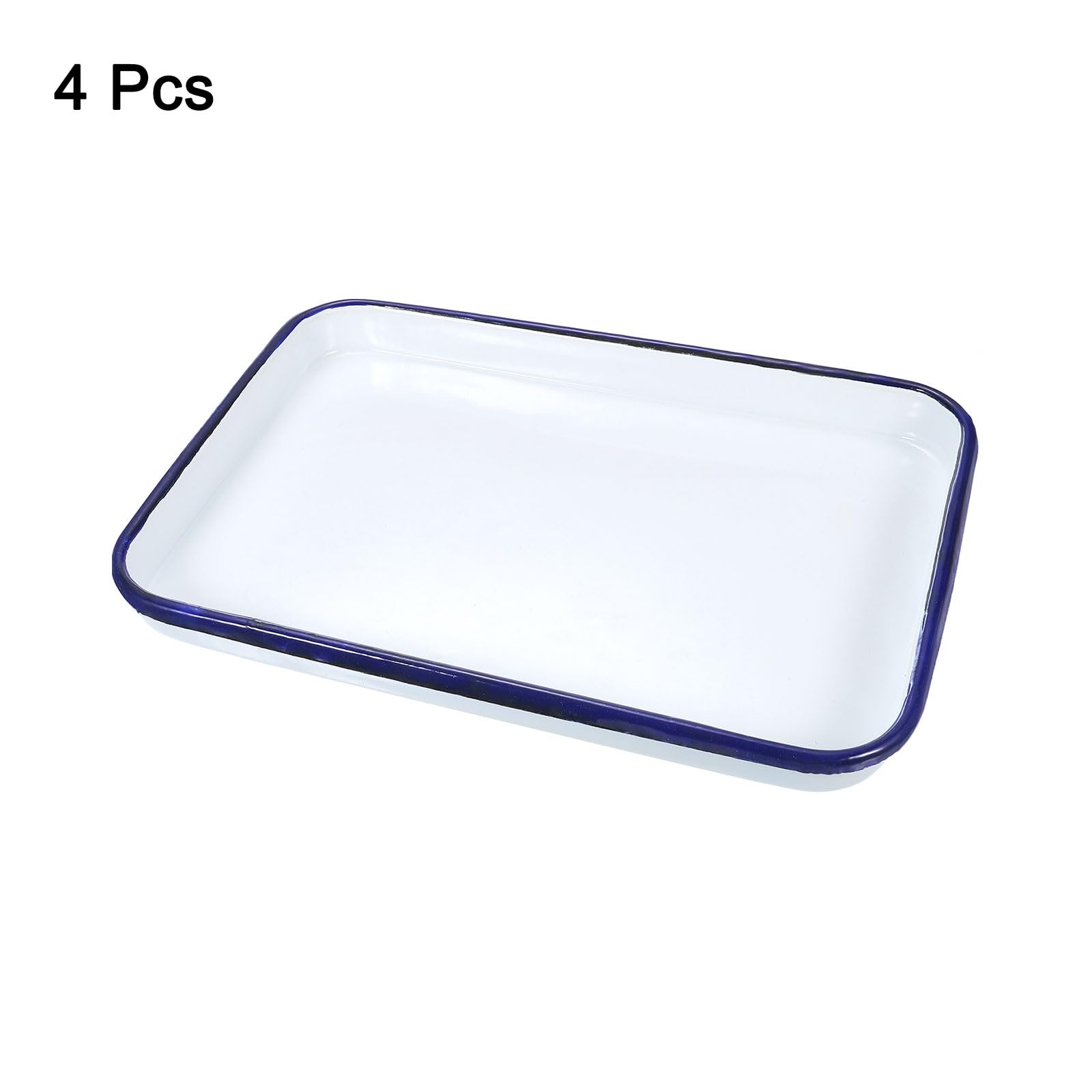 sourcing map 4 bandejas de carnicero de 10 x 7.1 pulgadas, bandeja rectangular de metal con revestimiento de triple esmalte, soporte de suministros de arte para pintura artística y mezcla de colores