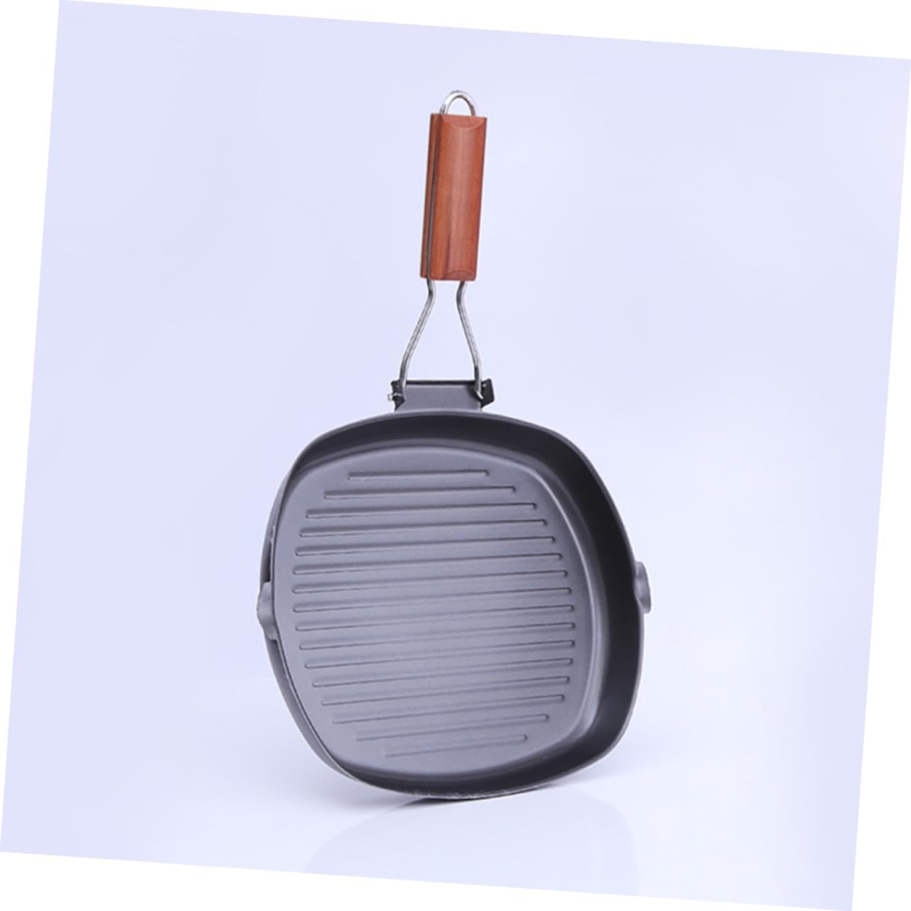 Zerodeko 1pc Non-stick Steak Frying Pan Square Pancake Pan Iron Striped Skillet Easy Clean Foldable
