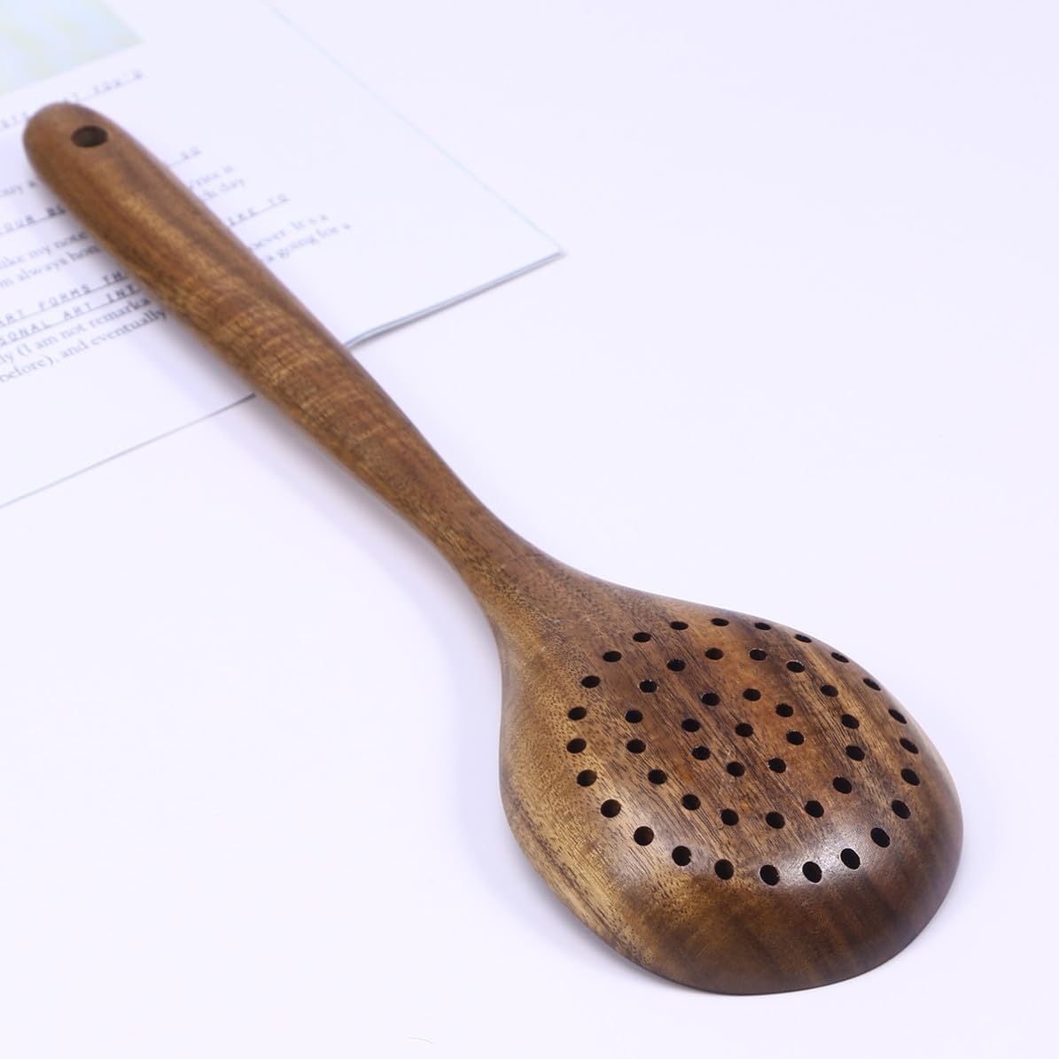 Teak Wood Colander Ladle Skimmer Scoop 28x8.2cm Kitchen