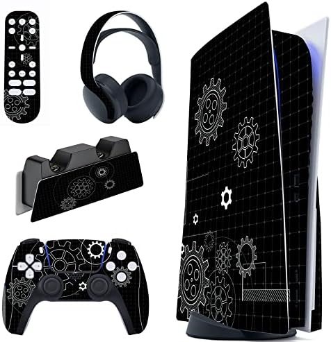 PlayVital Blue Flame Full Set Skin Decal for ps5 Console Disc Edition,Sticker Vinyl Decal Cover for ps5 Controller & Charging Station & Headset & Media Remote