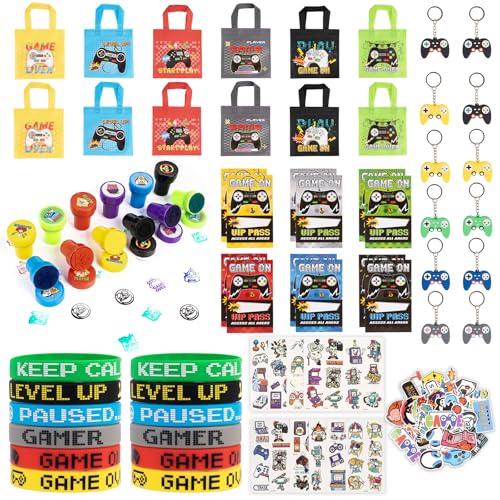 CIOXSOIO 122 Pieces Video Games Gadgets Birthday Children, Pinata Birthday Child, Game Keychain, Bracelets, Tattoo, Candy Bags, End Party Favors Birthday Children CIOXSOIO 122 Pieces Video Games Gadgets Birthday Children, Pinata Birthday Child, Game Keychain, Bracelets, Tattoo, Candy Bags, End Party Favors Birthday Children