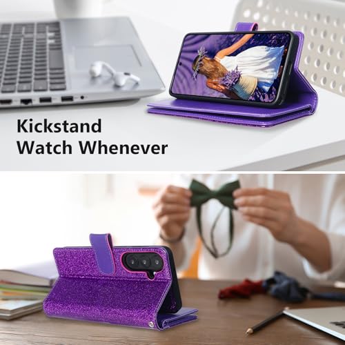 Varikke for Samsung Galaxy S26+ /S26 Plus Wallet Case Detachable with RFID Blocking Card Holder for Women, Glitter Leather Strap Magnetic Flip Removable Case for Galaxy S26 Plus 6.7", Dark Purple by Varikke - Image 9