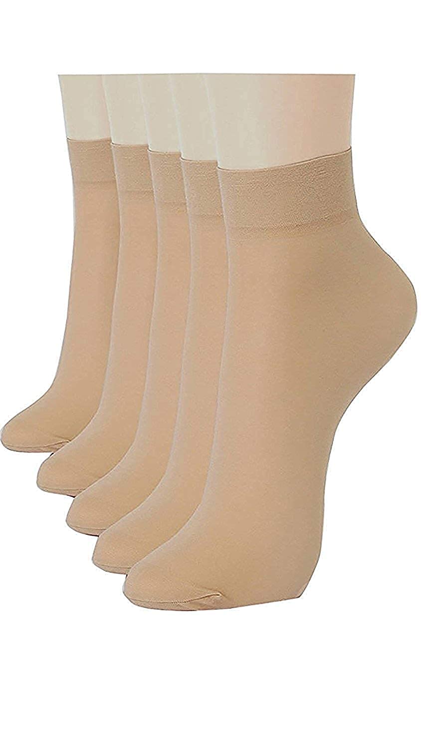Super Quality Women's Thin Nylon Summer Ankle Length Skin Socks with Pack of 5 (Free Size) color beige || H-29-image-11