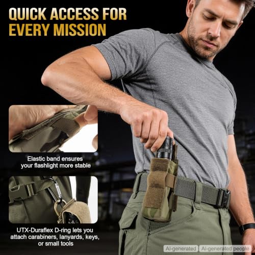 Image of OneTigris Flashlight Holster Flashlight Holder Molle Flashlight Holster Tactical Flashlight Pouch Holder for Belt 1000D Cordura Nylon