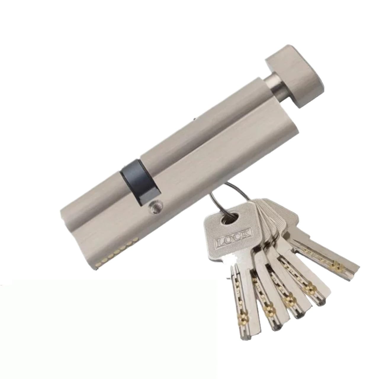 Security Door Lock Cylinder Asymmetric Brass Core with Knob, Aluminum Alloy Eccentric Lock for Doors(35x55T)
