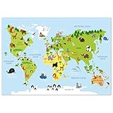 NACHHALTIG - Die beim Druck der Kinderweltkarte entstandenen CO2-Emissionen werden durch Investitionen in zertifizierte Klimaschutzprojekte kompensiert. Zusätzlich verpacken wir unsere Kinderzimmer Poster 100% plastikfrei. Super oder?