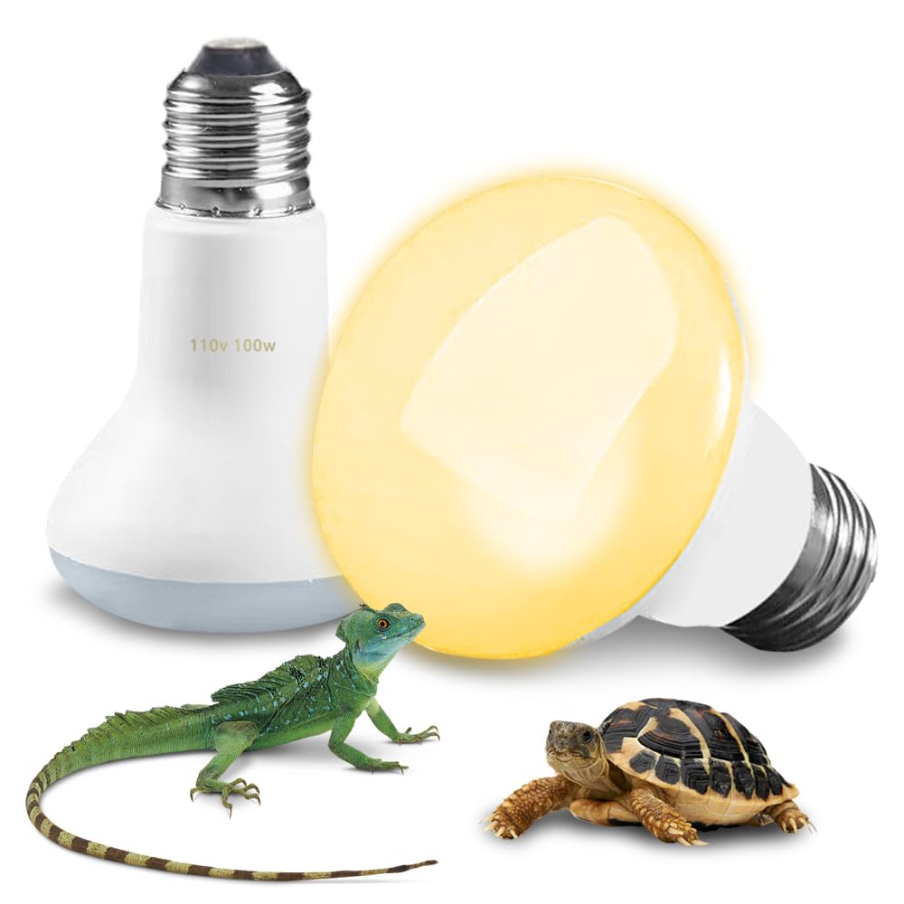 WDKXCN Heat Bulb for Reptiles 2 Pack 100W Heat Lamp Bulb, E27 Tortoise Heat Lamp Bulb, Reptile Heat Bulb