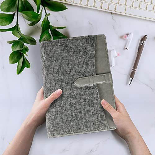 SEEALLDE Notebook A5 200 Pages Ring Binder Diary, Light Grey, A5 23.5x18.5cm - Image 2
