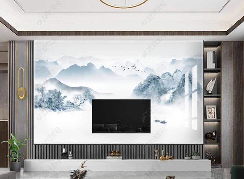 Papier peint intissé haut de gamme grand format décor paysage moderne et élégant pour grand salon