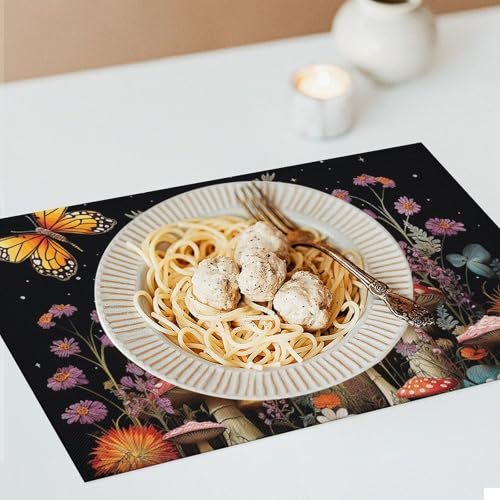 Set de table lavable en PVC noir décoration de table repas lot de 4 - 8