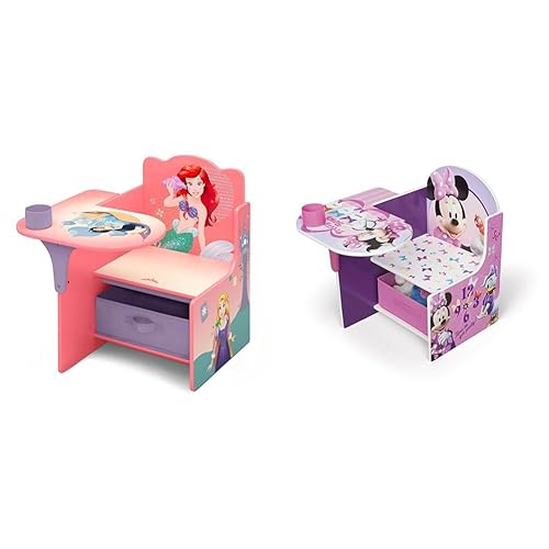 Miniatura 1 de Delta Children Escritorio con silla con compartimento de almacenamiento, princesa de Disney y escritorio con silla con compartimento de