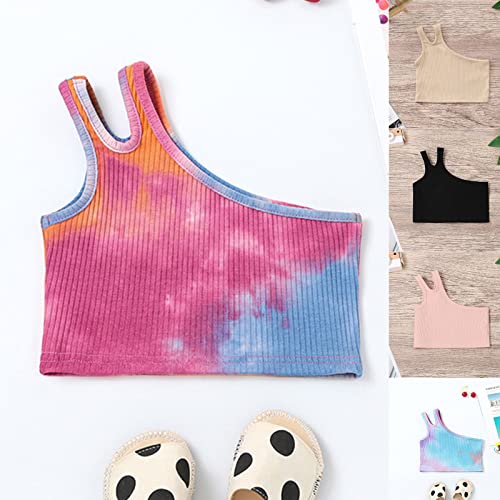One Shoulder Tank Tops for Girl Kids Ribbed Knit Workout Crop Tank Top Summer Going Out Tops Sleeveless Y2k Cute Shirts4