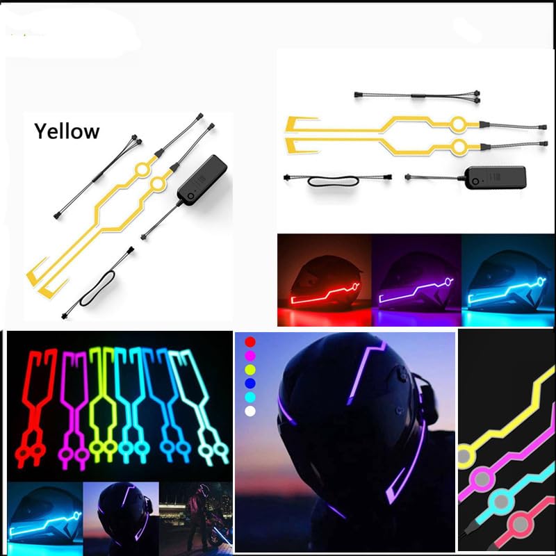 Image of Motorcycle helmet light strip,Helmet EL Light Bar,Helmet Cycling LED Sticker Light Night Riding Signal Helmet Light for Motorcycle Bike Helmet (yellow)