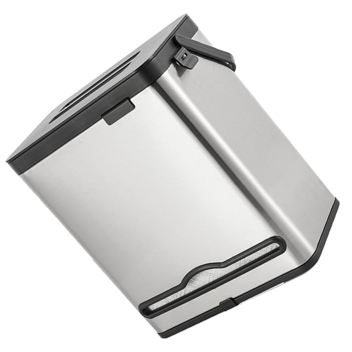 Wandhängender Edelstahl Mülleimer mit Deckel und Taschenauslass