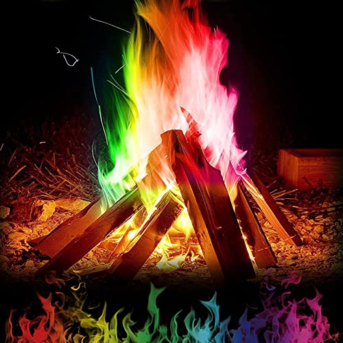 Besdas Flames Color Changing Packets Colorful & Vibrant Flames Rainbow Flames for Indoor Fireplace Outdoor Halloween Thanksgiving Day Christmas Nativity Bonfire Party