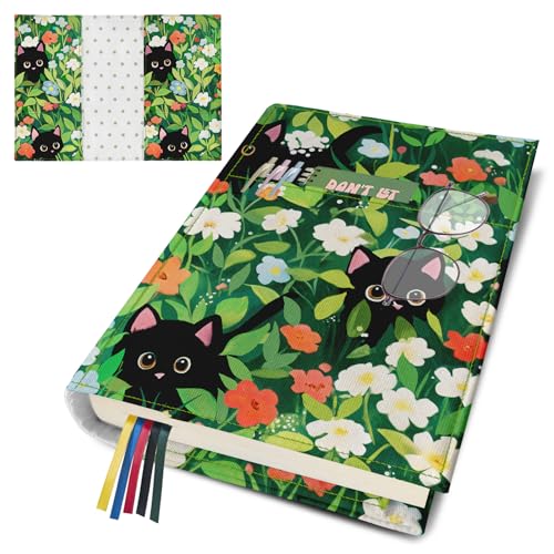 Couverture de livre en tissu doux de qualité bolimoss protège-livre chat noir raffiné