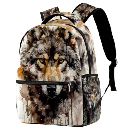 Sac à dos pour enfants à motif loup idéal pour aller au collège et ranger les grands livres