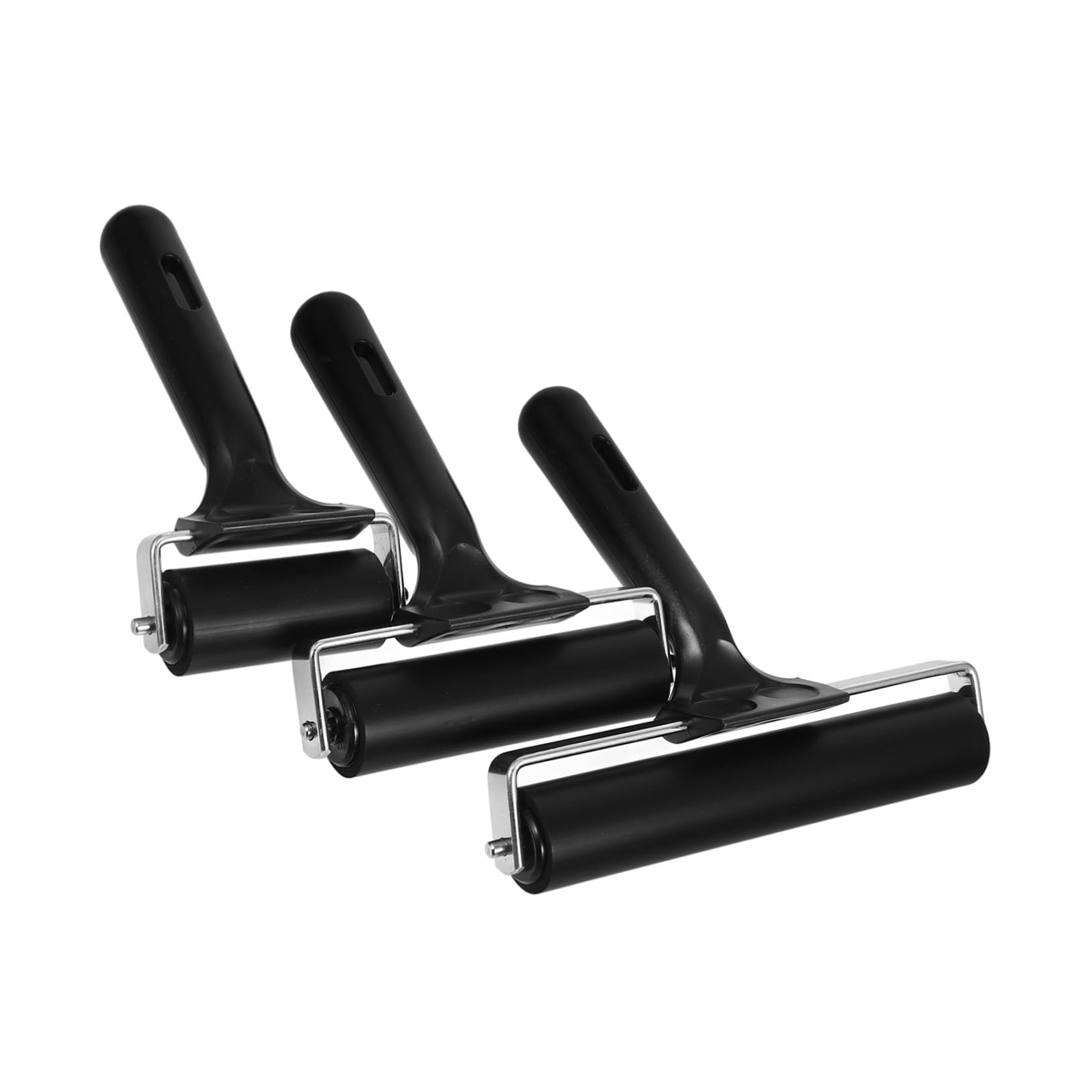 Lot Rouleau Caoutchouc Application Colle Impression Manche Ergonomique Noir