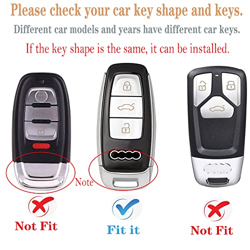 Kirsnda For Audi Key Fob Cover Case With Keychain,Soft Tpu Key Case/Skin,3-Buttons Fit A6 A7 A8 S6 S7 Rs-6 Rs-7 Q7 Q8 Sq7 Sq8 Smart Remote Key Vehicle Accessories(Silver) #TOP1