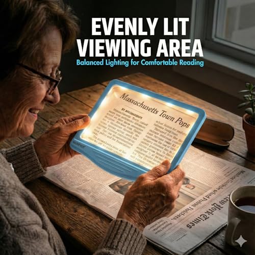 MagniPros 5X Rechargeable Large Ultra Bright LED Page Magnifier with Anti-Glare Lens & 3 Color Light Modes, Relieve Eye Strain- Ideal for Reading Small Print, Low Vision, Seniors - Thumbnail 7
