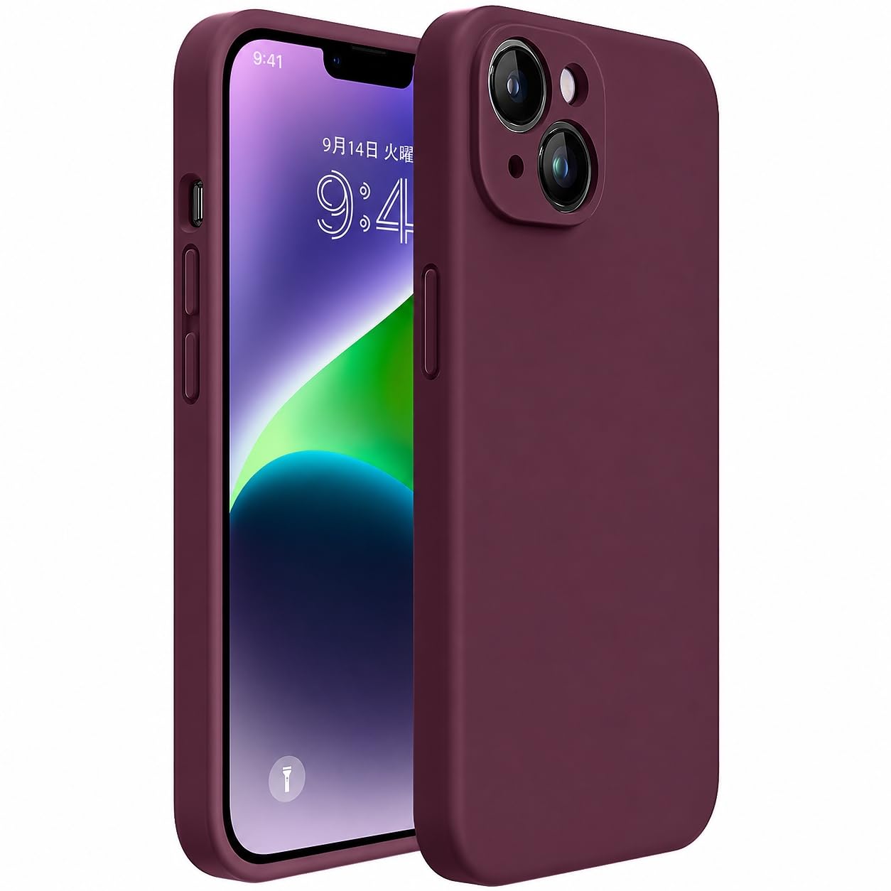 miracase Designed for iPhone 14 Case,[Upgraded Enhanced Camera Protection],Shockproof Liquid Silicone Case with Microfiber Lining, 6.1 inch, Wine Red