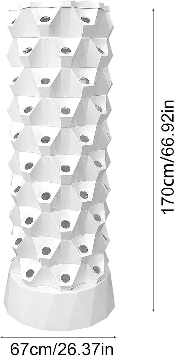Hydroponics Tower,10 Tier 80 Slots Hydroponic Towers Garden,Aeroponic Tower with Hydrating Pump,Timer,Adapter,Sponge,Lettuce Grow Towers for Strawberries,Tomatoes,Lettuce and Fruits,White