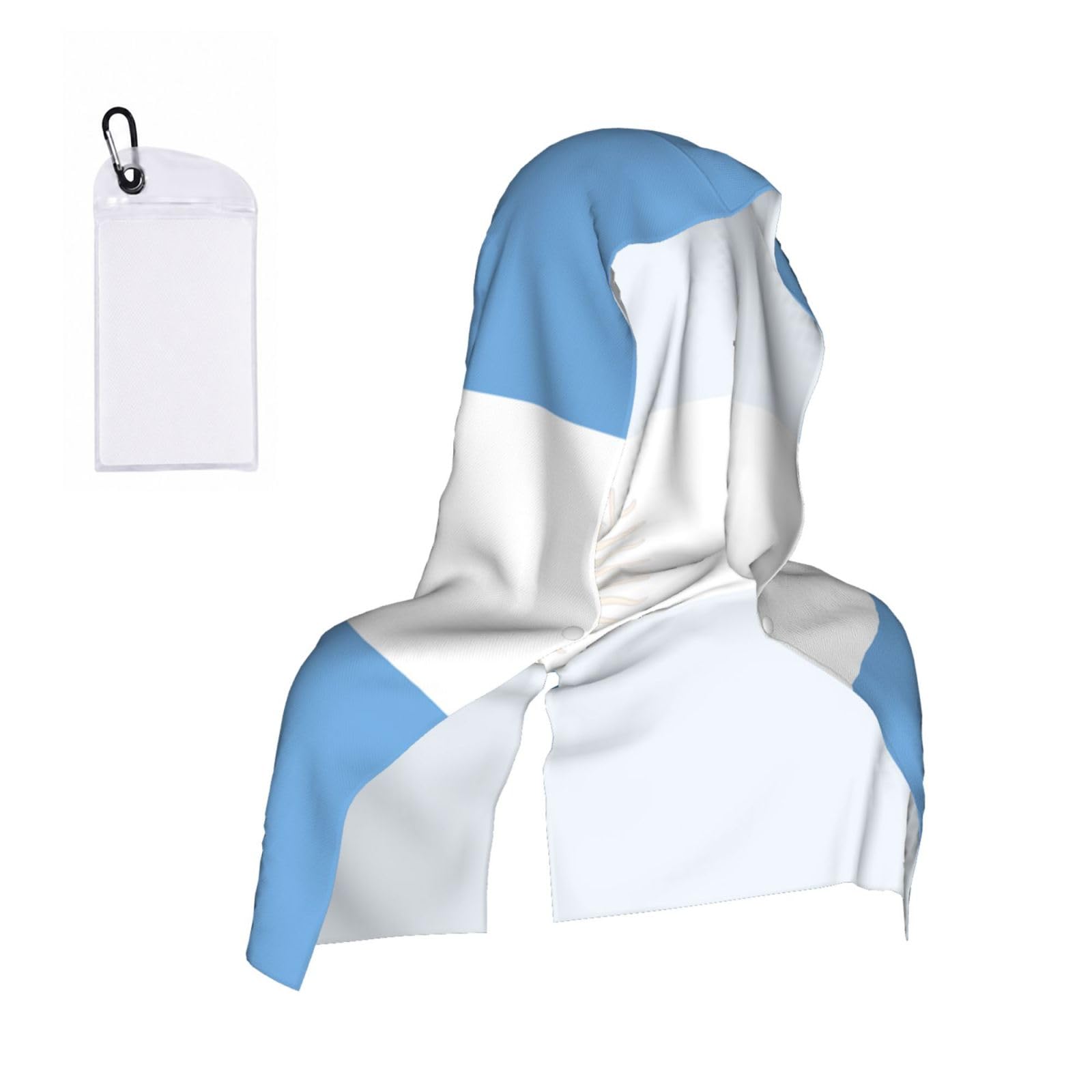 DUWAA Argentine Flag Print Reusable Hoodie Cooling Neck Wrap, Hot Weather Outdoor Sports Workout Head Towel For Stay Chill