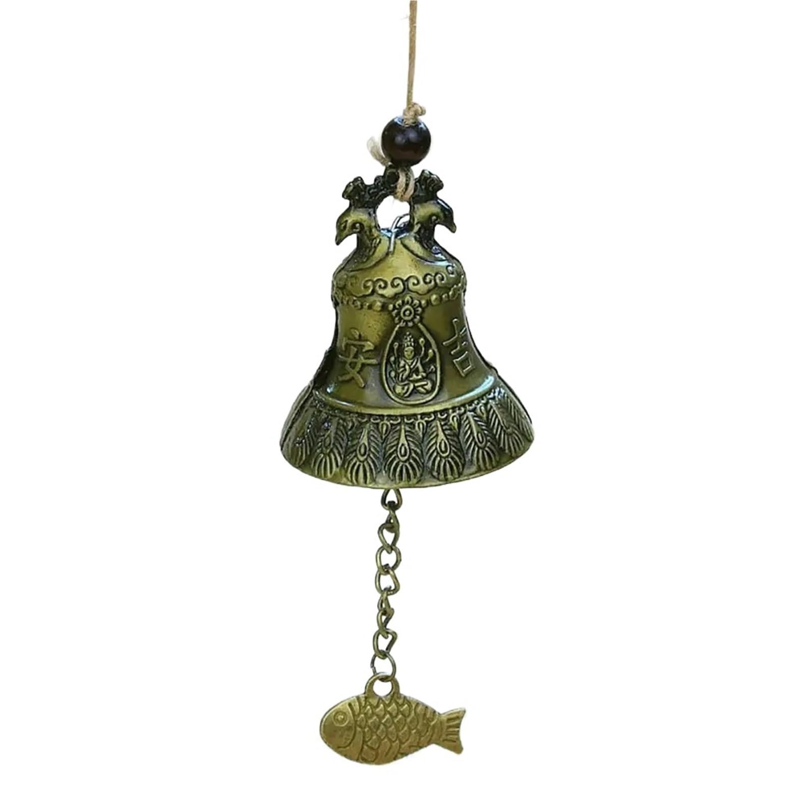 Shbhws Color-04 Wind Chime Handmade Pendant Dragon And Fish Patterned Temple Bell Retro Decoration Wall Hanging For Indoor And Outdoor(Color-04)