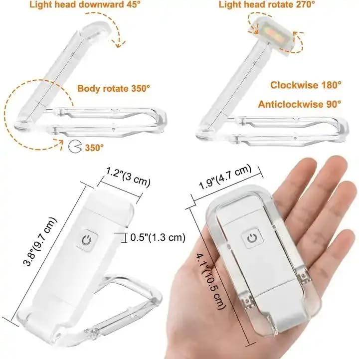 Image of Book Lamp for Students, USB Rechargeable LED Study Light, 3 Brightness & Color Modes, Clip-On, Portable & Eye-Friendly (Book Lamp)