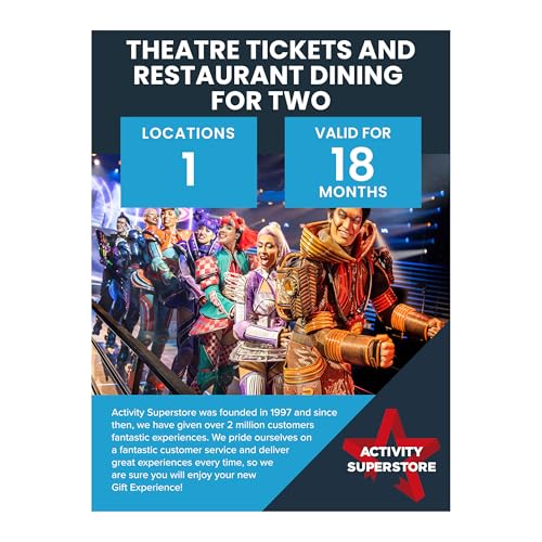 Activity Superstore Theatre Tickets and Restaurant Dining for Two, World-Class West End show, Experience Days, London Getaway, Retirement Gifts