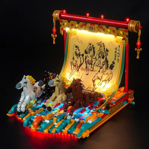 Kit de luces LED compatible con Lego 80119 de caballos al galope, juego de luces de lona