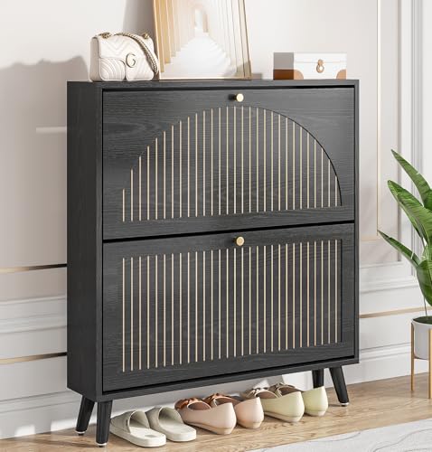 Fsbecl Shoe Storage Cabinet for Entryway with 2 Flip Drawers,