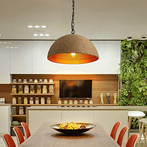 Suspension de chanvre métallique vintage en fer forgé durable lustre E27 de qualité