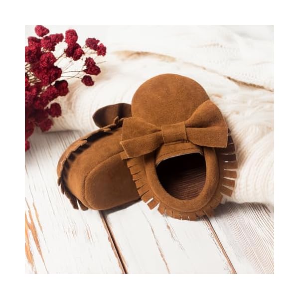 CENCIRILY Infant Baby Fringe Moccasin Slipper Boys Girls Tassel Suede Leather Toddler Sneakers Soft Sole First Walking Loafers Crib Shoes