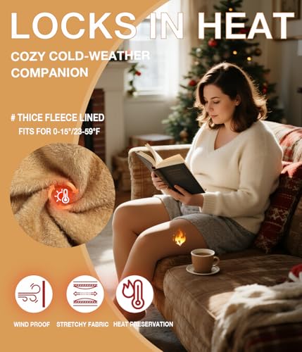 Image of MERYLURE Plus Size Fleece Lined Tights, Warm Winter Thermal Pantyhose Women, Queen Thick High Waisted Opaque Leggings