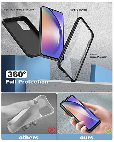Fntcase For Samsung Galaxy A54 5G Case: Shockproof Protective Silicone Phone Cases - Slim Full Protection Cell Phones Cover With Screen Protector - Dual Layer Rugged Cell Covers Black #TOP1