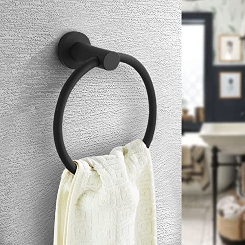 Suntai Towel Ring Bathroom Accessory Stainless Steel Wall Mouted Hand Towel Ring Matte Black 2 Packs #TOP1
