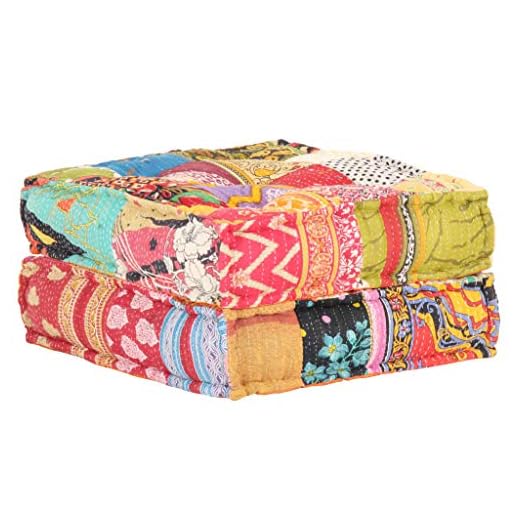 vidaXL Puf Sofá Convertible Modular Reposapiés Otomana Butaca Cojín Casa Hogar Habitación Único Estilo Exótico Suave Cómodo Patchwork de Tela