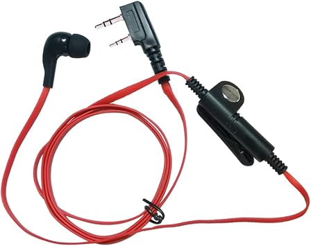 KENMAX Earpiece Headset Red for 2 PIN Baofeng BF-F8HP GT-3 BF-F9V2+ UV-6R UV-5X GT-1 Wouxun KG-UV8D KG-UV6D KG-UV899