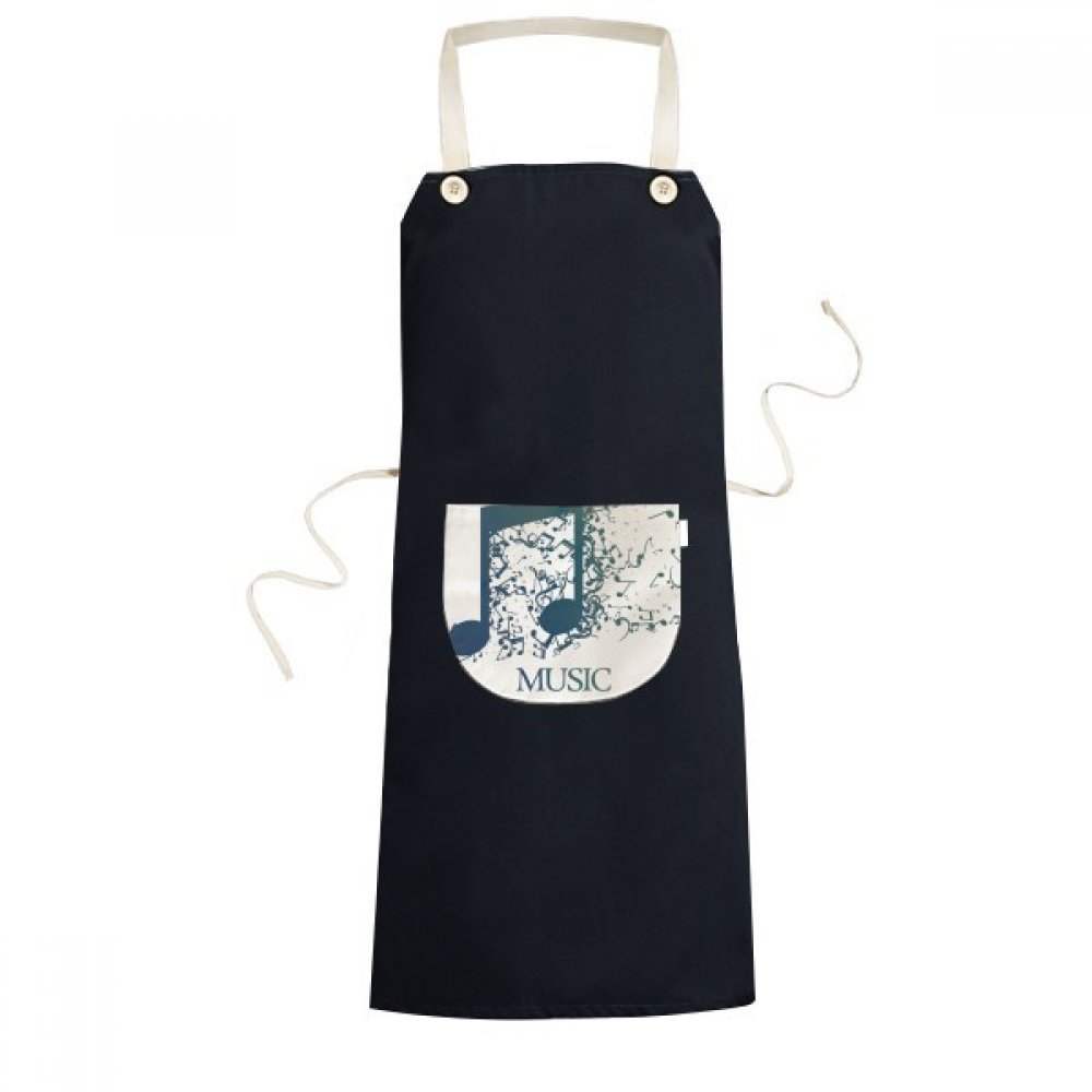 Tablier blanc cuisine bavoir de poche femmes hommes 70cm x 67cm noir musique bleu