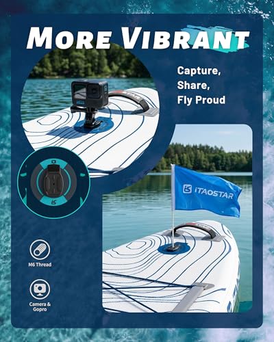 iTAOSTAR Adventure 12'× 35" Inflable Stand Up Paddle Board con asiento, Extra ancha SUP con 5 aletas diseño estable para familia, jóvenes, todos los niveles, lagos, océanos y pesca miniatura 6