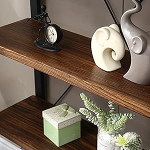 Solid Wood Bookshelf,4 Tier Rustic Vintage Industrial Etagere Bookcase, Open Metal and Wood Vintage Book Shelf, Retro Brown (Real Wood)(4-Tier) Solid Wood Bookshelf4 Tier Rustic Vintage Industrial Etagere Bookcase Open Metal and Wood Vintage Book Shelf Retro Brown Real Wood4 Tier